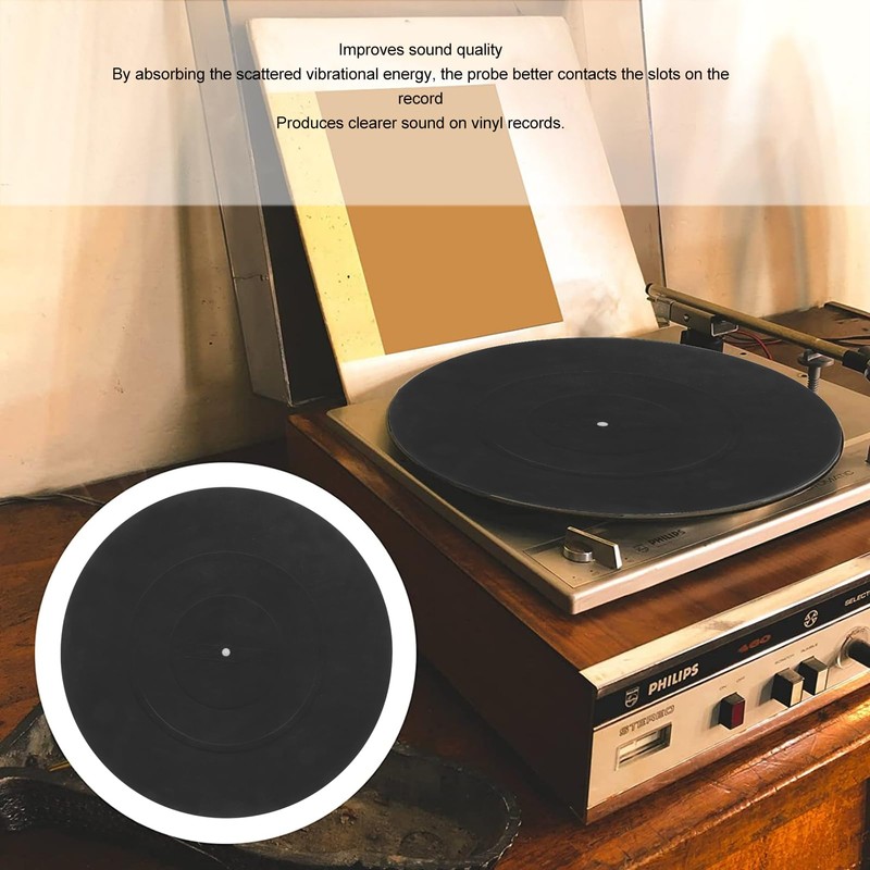 Turntable Platter Mat, VinylRecord Rubber Turntable Slip Mat Vibration Reduction