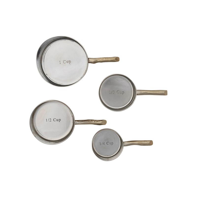 Creative Co-Op 4-Piece Stainless Steel Measuring Cups, Brass