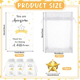 WWmily Employee Appreciation Gifts Include Star Badge Lapel Pin Inspirational Cards and Organza Bags Thank You Gifts Bulk for Employee Colleagues Nurses (Modern, 90, Count)