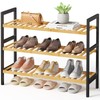 Bamboo Shoe Rack for Entryway, 27.5" x 9.8" x 25.6",