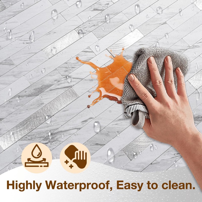 Koynsle Peel and Stick Backsplash Tile Waterproof Removable PVC Wall