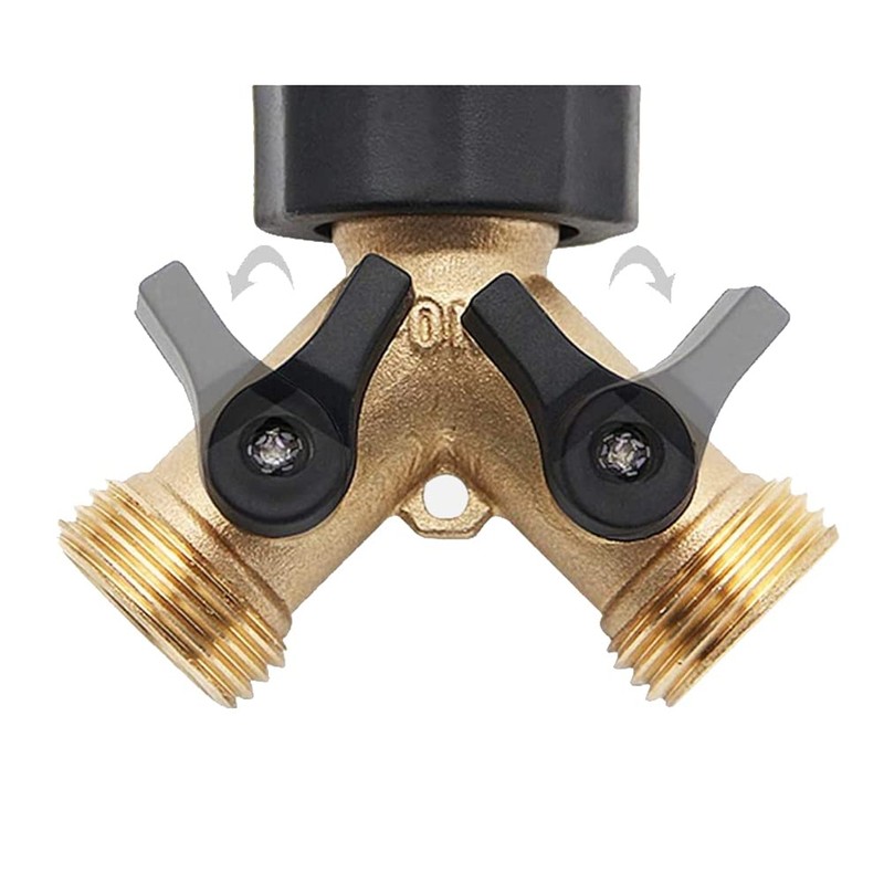 Brass 2-Way Garden Tap Splitter Female 3/4 Y Hose Splitter