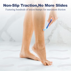 Gecork 28 PCS Shower Floor Non Slip Stickers with Strong Adhesive, Invisible & Durable Anti Slip Shower Stickers with Scraper for Bath Tub, Pools and Stairs(Clear,Wavy)