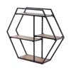 Synovana Industrial Style Hexagon-Shaped Wall Shelves, 3 Tier Decorative Floating