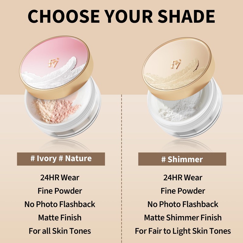 FV Powder Makeup Setting Powder, Fixing Powder with Puff, Translucent