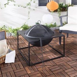 SAFAVIEH PIT2002A Outdoor Collection Leros Black Square Fire Pit