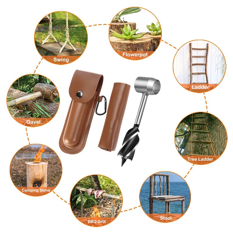 Bushcraft Hand Auger Wrench Survival Settlers Tool Manual Hand Wood