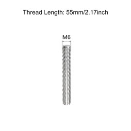 TOP-VIGOR 10Pcs M6 x 55mm Fully Threaded Rod, 304 Stainless Steel Right Hand Threads Rods, Fully Studding Rod Bar for Anchor Bolts, Clamps, Hangers and U-Bolts