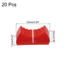 QUARKZMAN 24 mm x 11 mm x 10 mm Console Mixer Slider Fader Buttons Replacement for Potentiometer White Button Red Mark Guitar Console Volume Bass Pack of 20 (Fits Hole 8 x 1.2 mm)