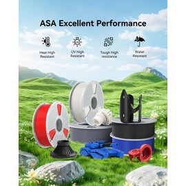 SUNLU Large Spool 2.7KG ASA Filament, UV/Rain/Heat Resistant Tough 3D Printer Filament 1.75mm, Great for Printing Outdoor Functional Mechanical Parts, Big Roll ASA Filament. (Black)