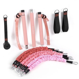 ALongSong Portable Pilates Bar Kit with Resistance Bands – Upgraded 3-Section Bar for Full-Body Workouts, Yoga & Leg Training, Home Gym Fitness Equipment for Men & Women - Color: Pink , Pound: 20-30-40lb