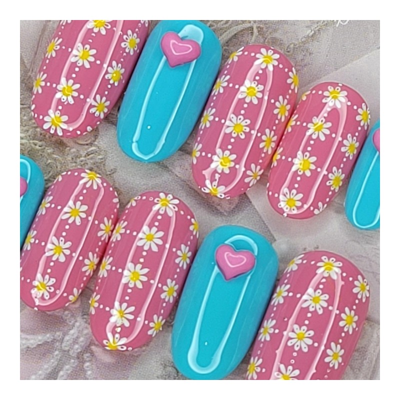 Spring Flower Handmade Nail Tips - Oval XL / 봄꽃