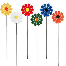 6 Pack Metal Flower Garden Stakes,Sunflower Outdoor Decor,Multicolored Decorative Metal Flowers Stake,Easy Assembly for Spring Decorations,Yard, Lawn & Patio