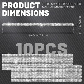 PACLVIO 10pcs Bling Car Air Vent Outlet Trim, Decorative Trim for Auto Air Vent Outlet, Bling Rhinestone Diamond Car Interior Accessories for Women and Teens, Universal for Straight Air Vents