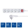 ACT Steckdosenleiste Flachstecker 5-Fach, Power Strip 1.5m, Mehrfachsteckdose mit Kindersicherung,
