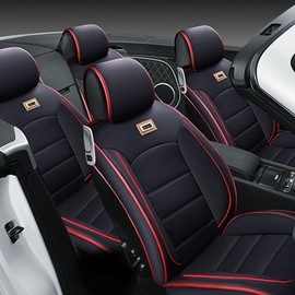 YINZINR Universal PU Leather 5-Seats Front + Rear SUV Car Seat Cover Cushion Full Set for Cars SUV and Trucks in Auto Interior Accessories…