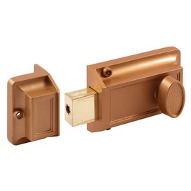 Prime-Line U 9956 Single Cylinder Rim Deadlatch, Diecast, Brass, Night Lock, 2 Keys