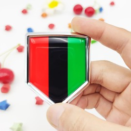 Overdecor African Afro American Flag Decal Stickers Car Emblem Black Liberation Car Accessories Decorations Chrome Shield Flag Sticker Decals for Cars Truck Vehicles, 2 Pack