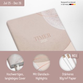 Häfft® Chäff-Timer Mini Pocket Diary 2025/2026 A6+ "Soft Beige" Small with 1 Week on 2 Pages, Weekly Planner, Calendar, Organiser - Sustainable and Climate Friendly