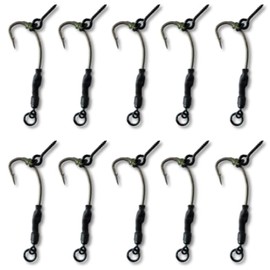 EUROKAN TACKLE 10x Ronnie Rigs Ready Tied – Korda Hooks – Carp Fishing Spinner Rigs UK Made (10 x Medium Screw (popular), Size 8 barbelss (Small))