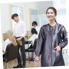 FRCOLOR Long Sleeve Smock for Adults Hair Stylist Jacket with Pockets Hairdresser Cloth Hairdressing Apron Bib Apron Client Gown Cosmetology Apron Abaya Gown perm Dyeing Men and Women Robe
