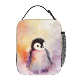 Ti Caldi Cute Penguin Lunch Box for Women Adults Kids, Insulated Cooler Lunch Bag for Picnic, School, Office, Travel, Work, Portable Reusable Polyester Tote Thermal Lunch Bags (Adorable Penguin)