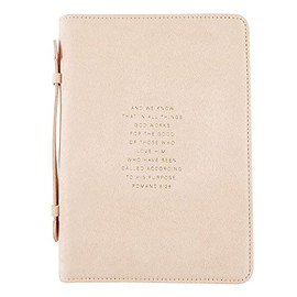 Creative Brands Faithworks-Simply Faith Collection Suede Bible Cover, 7 x 10-Inch, Peach-Romans 8:28