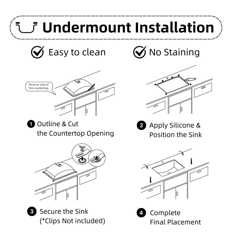 16"W x 12"D Undermount Bathroom Sink Rectangular Small, Los Flexi