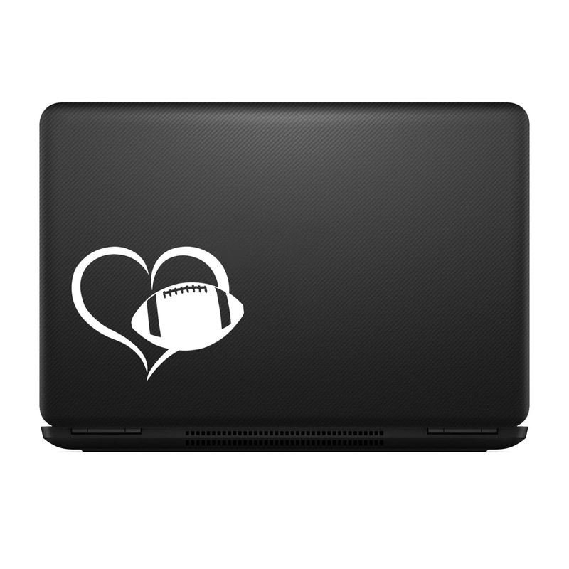 Football Heart Sticker Decal Notebook Car Laptop 5.5" (White)