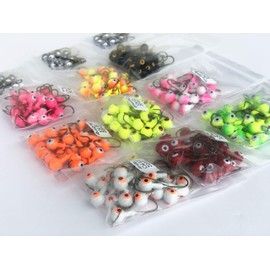 100 PCs Lead Jigheads Assortment 1/16 oz Crappie Bass Fishing Hooks (10 PCs of Each Color, 1/16 OZ)