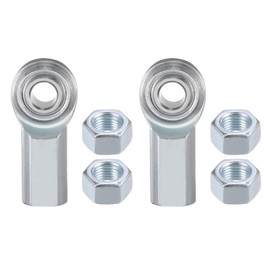Kozelo 2pcs ECF6 Rod End Joint Bearing - [3/8" Bore, 3/8-24 UNF Right Hand Thread] Female Rod End with Jam Nuts, 45# Carbon Steel