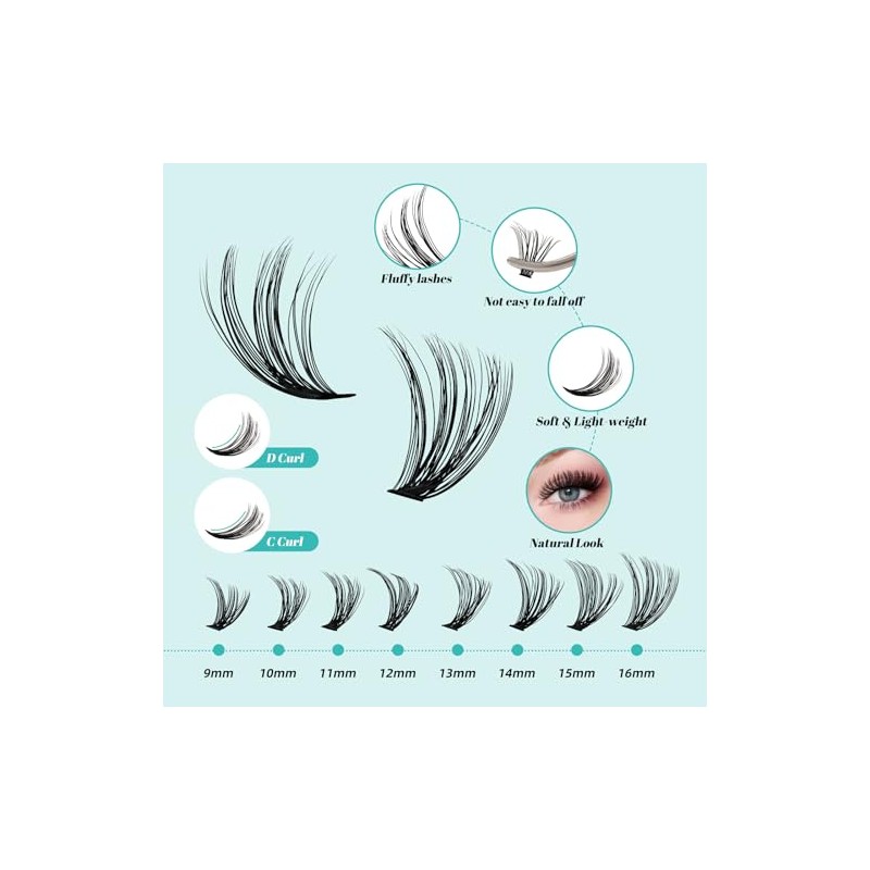 Lash Clusters Kit 320Pcs,30D 40D Eyelash Extension Kit,Lash Bond and