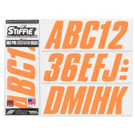 STIFFIE Shift Orange Crush 3" Super Sticky Boat & PWC Registration Decals • Numbers Letters Stickers