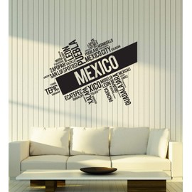Vinyl Wall Decal Mexico Words Cloud Mexican States City Art Interior Stickers Mural Large Decor (ig5732) Black