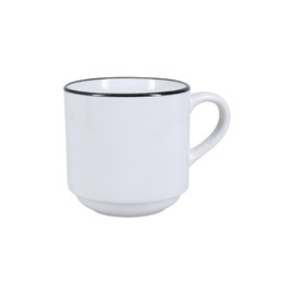 Bia Cordon Bleu's Black Rimmed 13 oz Stackable White Mug