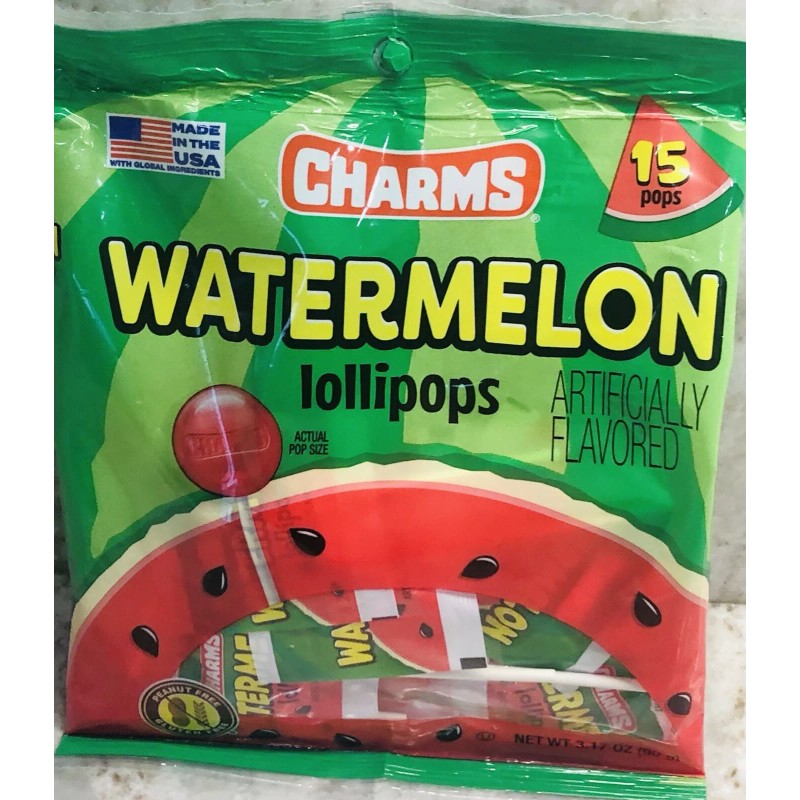Charms-15 Watermelon Lollipop. 3.17oz/90g USA Item-SHIPS N 24 HOURS