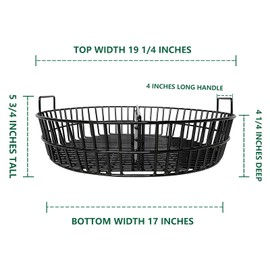 KAMaster XLarge Charcoal Basket Fire Bowl for XLarge Big Green Egg,Heavy Duty Porcelain Steel Ash Basket with Handle,Big Green Egg Grill Accessories Grill Lump (Fit for XL)