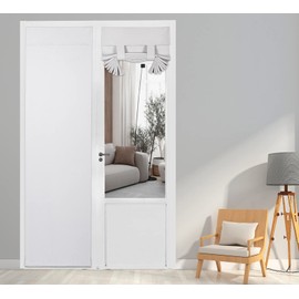 PI - cortina oscurecedora para puerta francesa, aislamiento térmico de privacidad para puertas correderas y cristales, cortina de amarre 1 panel (ancho 30 x 80 pulgadas, blanco)
