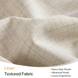 Dreaming Casa 100% Blackout Curtains Premium Thermal Insulated Linen Window Treatment Curtain with Grommet, 2 Panles, Natural, 52" W x 84" L