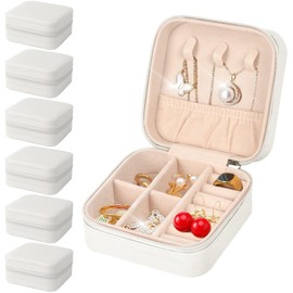 6Pc Jewelry Box Travel,Small Jewelry Box,for Earring Rings Necklace Bracelets Accessories (white)
