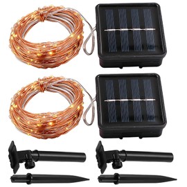 Nextpal 16ft 50 LED Solar Copper String Lights Outdoor, Waterproof Decorative Twinkle Strand with 8 Modes, Solar Powered Garden String Lighting for Patio Yard Tree Wedding Christmas