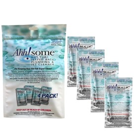 Ahh-Some - Hot Tub Cleaner & Purge Packet | Clean Pipes, Jet Line & Jets Gunk Build Up | Clear & Soften Water for Hot Tub, Jetted Tub, Swim Spa | Top Clarifier Up To 450 Gallons Of Water (Pack of 4)