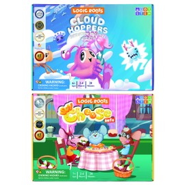 Logic Roots Addition and Subtraction Games - Pack of 2, Cloud Hoppers &Say Cheese Cafe, Math Board Games and STEM Toys for 5 - 9 Year Olds, Gift for Kids (Girls & Boys), Homeschoolers, Grade 1 & Up