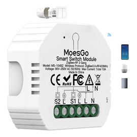 MoesGo ZigBee MESH Smart Alexa Lichtschalter Unterputz Funk Relais, Wireless RF433 Light Switch Modul,Kompatibel mit Smart Life Tuya App,Alexa und Google Home【Tuya ZigBee Hub erforderlich】