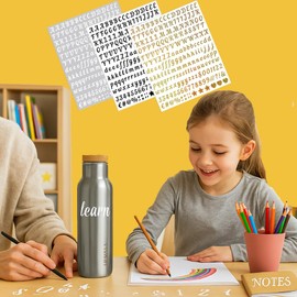 5 Sheets Small 0.5" White Vinyl Alphabet Stickers – 1000 PCS Self Adhesive ABC Letters & Numbers for DIY Crafts, School Projects, Journals, Art and Office Use Notebook, Classroom Decor（White）