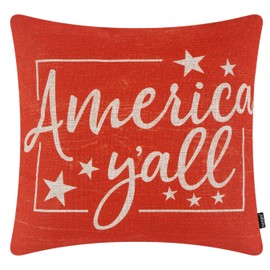 TRENDIN Patriotic Pillow Cover 18x18, Vintage Americana Home Decor, Decorative Farmhouse Throw Cushion Case for 4th of July, Memorial Day, Independence Day PL1245TR