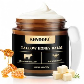 Beef Tallow for Skin, Grass Fed Beef Tallowand Honey Balm for Face, Natural Face Moisturizer withRaw Wild Honey, Bee Wax for Body Skin Soft Smooth120g/4.230z