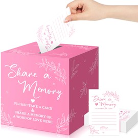 Pajean 50 Pcs Share a Memory Cards for Collections of Life, Memory Cards Box for Guest Ideas Funeral Graduation Wedding Bridal Shower Birthday Anniversary Retirement(Pink)