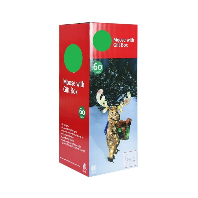 Christmas Holiday Moose with Antlers Holding Gift Box - 60