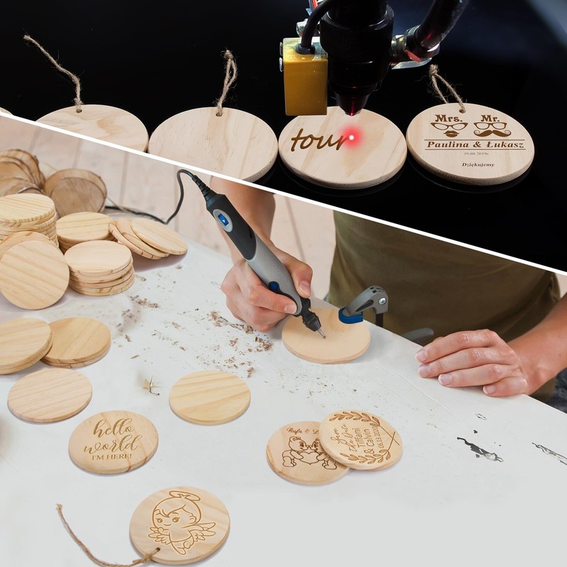 46Pcs Unfinished Wood Coasters-4" Unfinished Natural Wood Slices for Crafts